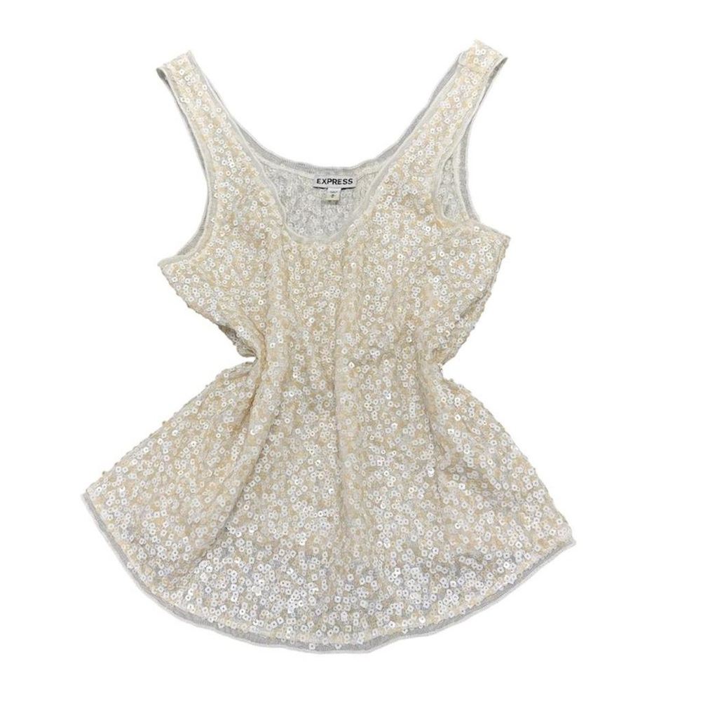 Express Ivory Sequin Tank Top